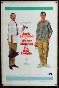 s256 ODD COUPLE linen one-sheet movie poster '68 Walter Matthau, Lemmon