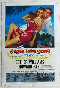 s267 PAGAN LOVE SONG linen one-sheet movie poster '50 Esther Williams!
