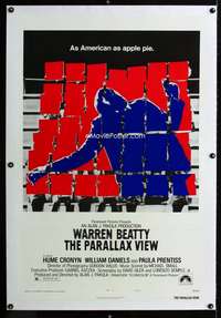s268 PARALLAX VIEW linen style B one-sheet movie poster '74 cool image!