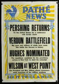 s269 PATHE NEWS linen one-sheet movie poster '16 Wilson at West Point!