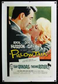 s270 PILLOW TALk linen one-sheet movie poster '59 Rock Hudson & Doris Day!