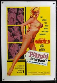 s274 PLAYGIRL AFTER DARK linen one-sheet movie poster '62 Jayne Mansfield