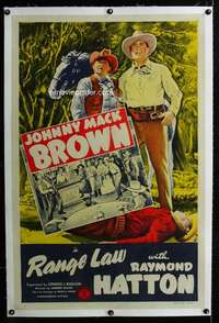 s283 RANGE LAW linen one-sheet movie poster '44 Johnny Mack Brown, Hatton