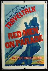 s284 RED MEN ON PARADE linen one-sheet movie poster '40 Native Americans!