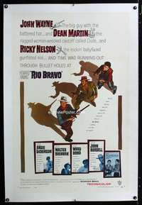 s290 RIO BRAVO linen one-sheet movie poster '59 John Wayne, Dean Martin