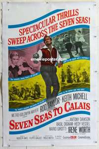s300 SEVEN SEAS TO CALAIS linen one-sheet movie poster '62 pirate Rod Taylor!
