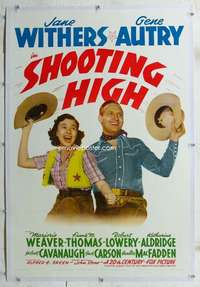 s303 SHOOTING HIGH linen one-sheet movie poster '40 Gene Autry, Jane Withers