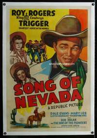 s310 SONG OF NEVADA linen one-sheet movie poster '44 Roy Rogers, Dale Evans
