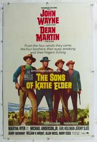s311 SONS OF KATIE ELDER linen one-sheet movie poster '65 John Wayne, Martin