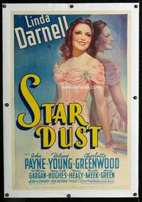 s315 STAR DUST linen one-sheet movie poster '40 great art of Linda Darnell!
