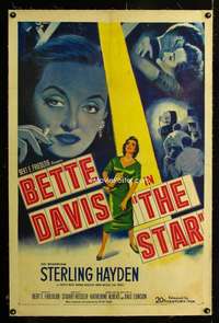 s314 STAR linen one-sheet movie poster '53 sexy smoking Bette Davis!
