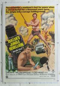 s327 TARZAN'S JUNGLE REBELLION linen one-sheet movie poster '67 Ron Ely