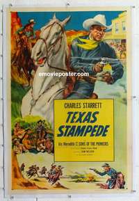 s335 CHARLES STARRETT stock linen 1sh '52 art of Charles Starrett by Glenn Cravath, Texas Stampede