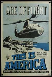 s023 AGE OF FLIGHT linen one-sheet movie poster '43 your own helicopter!