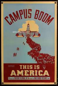 s079 CAMPUS BOOM linen one-sheet movie poster '47 This is America series!