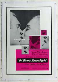 s338 THOMAS CROWN AFFAIR linen one-sheet movie poster '68 McQueen, Dunaway