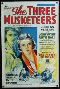 s019 THREE MUSKETEERS linen Chap 1 one-sheet movie poster '33 John Wayne