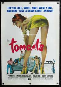 s345 TOMCATS linen one-sheet movie poster '77 classic super sexy image!