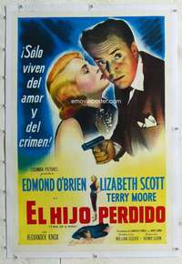 s348 TWO OF A KIND linen Spanish/U.S. one-sheet movie poster '51 film noir!