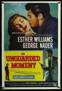 s350 UNGUARDED MOMENT linen one-sheet movie poster '56 Esther Williams, Nader