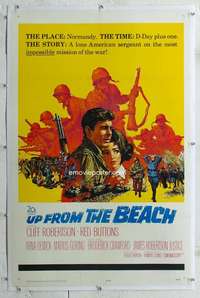 s353 UP FROM THE BEACH linen one-sheet movie poster '65 WWII, D-Day plus one!