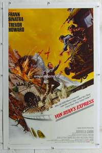 s356 VON RYAN'S EXPRESS linen one-sheet movie poster '65 Frank Sinatra, WWII
