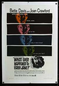 s359 WHAT EVER HAPPENED TO BABY JANE linen one-sheet movie poster '62 Davis