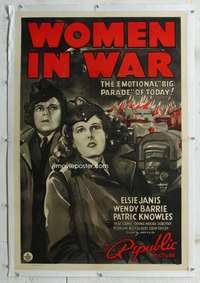 s364 WOMEN IN WAR linen one-sheet movie poster '40 WWII, Elsie Janis