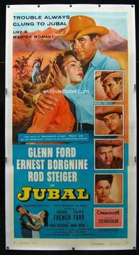 w023 JUBAL linen three-sheet movie poster '56 Glenn Ford, Ernest Borgnine