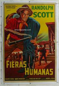 w386 BOUNTY HUNTER linen Argentinean movie poster '54 R. Scott