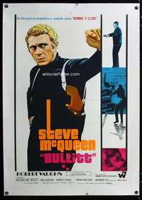 w345 BULLITT linen Argentinean movie poster '69 Steve McQueen classic!