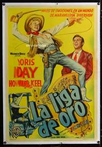 w333 CALAMITY JANE linen Argentinean movie poster '53 Doris Day w/whip!