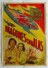 w373 DRAGONFLY SQUADRON linen Argentinean movie poster '53 Bloise
