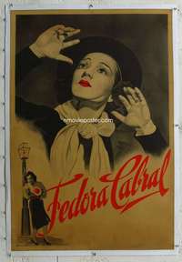 w383 FEDORA CABRAL linen Argentinean movie poster '30s cool art!