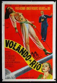 w375 FLYING DOWN TO RIO linen Argentinean movie poster R40s Astaire