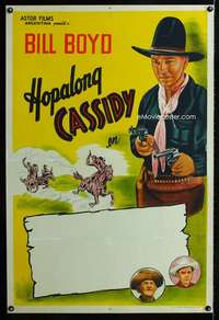 w361 HOPALONG CASSIDY linen Argentinean movie poster '40s