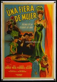 w353 KLONDIKE KATE linen Argentinean movie poster '43 sexy Ann Savage!