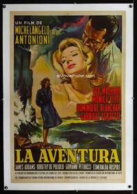 w342 L'AVVENTURA linen Argentinean movie poster '60 Antonioni, French