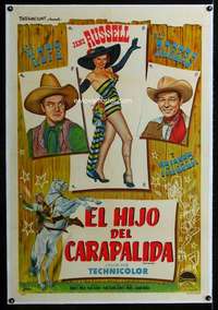 w331 SON OF PALEFACE linen Argentinean movie poster '52 Jane Russell