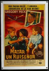 w344 TO KILL A MOCKINGBIRD linen Argentinean movie poster '63 Greg Peck