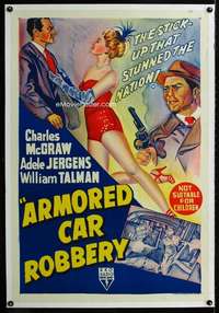 w072 ARMORED CAR ROBBERY linen Aust 1sh movie poster '50 Adele Jergens