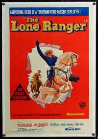 w078 LONE RANGER linen Aust 1sh movie poster '56 Clayton Moore