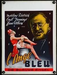 w085 BLUE ANGEL linen Belgian movie poster R60s Jannings, Dietrich
