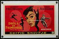 w090 FUNNY FACE linen Belgian movie poster '57 Audrey Hepburn, Astaire