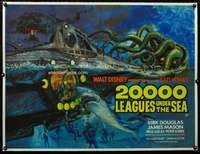 w322 20,000 LEAGUES UNDER THE SEA linen British quad movie poster R76