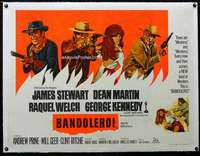 w328 BANDOLERO linen British quad movie poster '68 Welch, Dean Martin