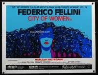 w317 CITY OF WOMEN linen British quad movie poster '80 Fellini, cool!