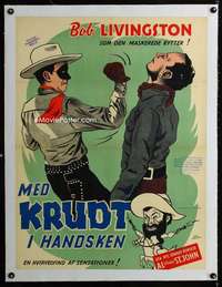 w302 MED KRUDT I HANDSKEN linen Danish movie poster '40s Kerring art!
