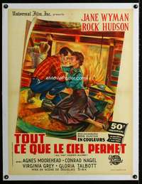 w222 ALL THAT HEAVEN ALLOWS linen French 23x32 '62 Rock Hudson, Jane Wyman!