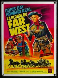w216 CALAMITY JANE French 23x32 R64 Landi art of cowgirl Doris Day in title role w/Howard Keel!